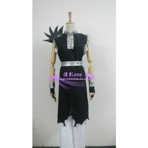 Fairy Tail Mage Iron Dragon Slayer Gajeel Redfox Black Steel Kurogane Outfit Anime Cosplay Costume F008