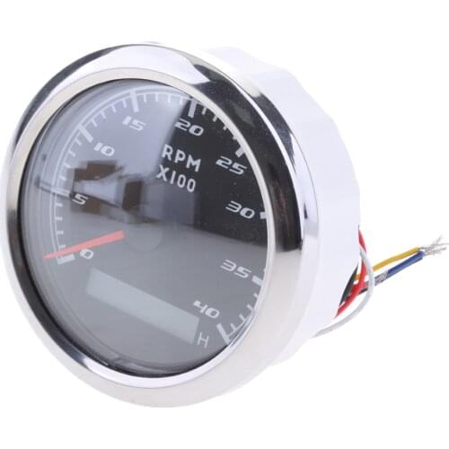 0-4000RPM 85mm Boat RPM Tachometer Gauge LCD Tacho Hour Meter Universal