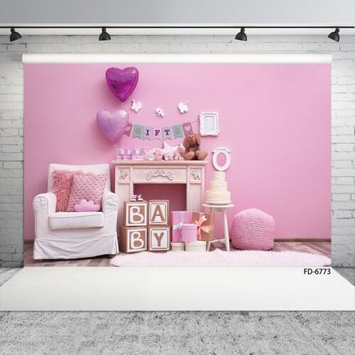 Pink Wall Room Balloons Party Photo Backdrops Vinyl Photography Backgrounds for Children Baby Shower Photobooth Studio Props