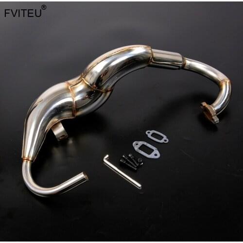 FVITEU Stainless Steel Exhaust Pipe Tuned Pipe set for 1/5 HPI Baja 5B SS 5T 5SC Rovan King Motor