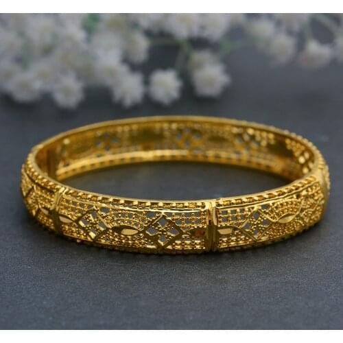 WANDO 1 Pieces/Lot Gold Color Dubai Bangles for Women Ethiopian Bracelets Middle East Wedding Jewelry African Gifts