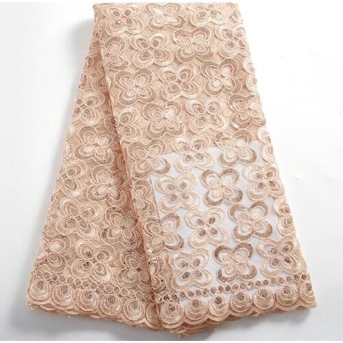 Zhenguiru Gold Sequins Lace Fabrics 2021 New French Tulle Lace Sewing Flowers Embroidery Nigerian Dresses For Women WeddingA2465