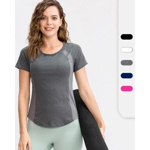 Professional Summer Women Slim Fit Yoga Short Sleeved Round Neck Sports T-Shirt Fitness Running Jogging Breathable Mesh Tops