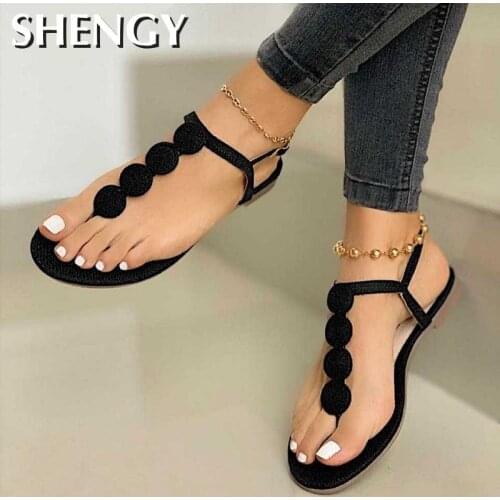 2020 Summer Gladiator Women Flat Sandals Open Toe Casual Beach Ladies Shoes Bohemian Buckle Strap Roman Sandals Flip Flops