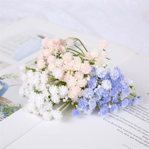 4 Inch Artificial Flowers Bunch Trident Gypsophila Wedding Party Home Decoration Hanging Window Wall DIY Vase Flower Arrangement