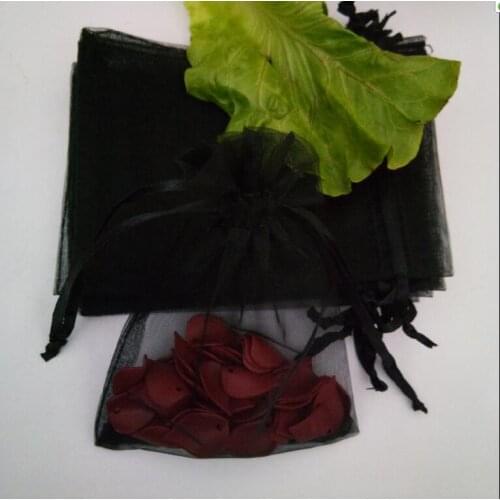 1000pcs/ 10x15 11x16 13x18 15x20cm Black Organza Drawstring Bags Jewelry Gift Packaging Bags Apply to Wedding/Birthday/Christmas