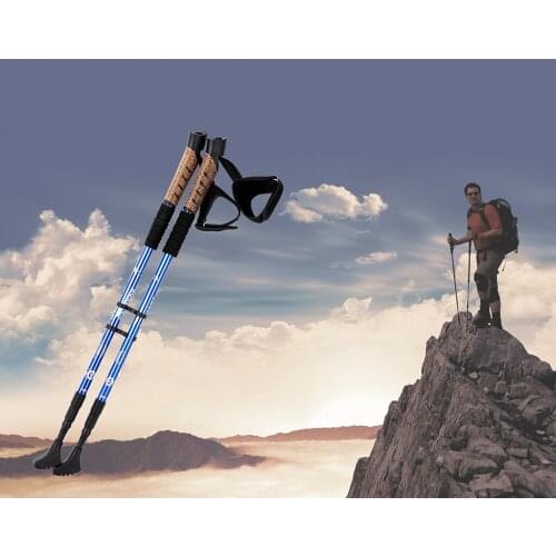 2pcs Telescopic Anti-Slip Trekking Walking Sticks Antishock Hiking Pole Cane