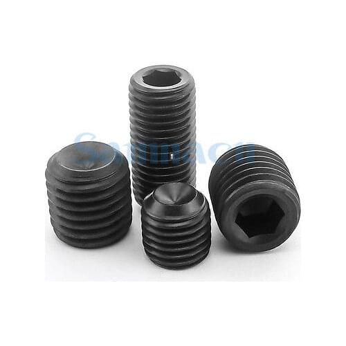 50pcs M5 Hex Socket Head Cap Grub Screws Cup Point Black Alloy Steel