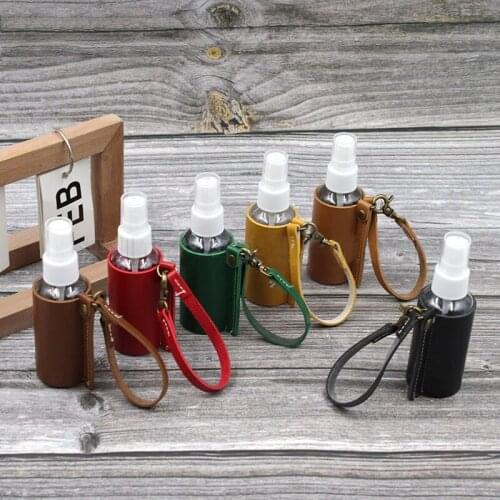 60ML Hand Sanitizer Spray Bottle Sanitizer Kit Portable Squeeze Leakproof Plastic Refillable Travel Belt Leather Keychain Holder