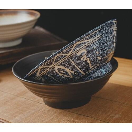 Household Large Ceramic Soup Bowl Creative Japanese Style Bowl Ramen Beef Noodle Noodle Bowl 25cm