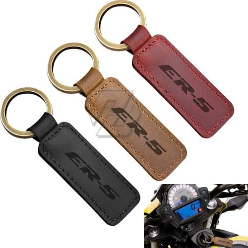 For Kawasaki ER-5 ER-5N ER5N Models Motorcycle Keychain Cowhide Key Ring