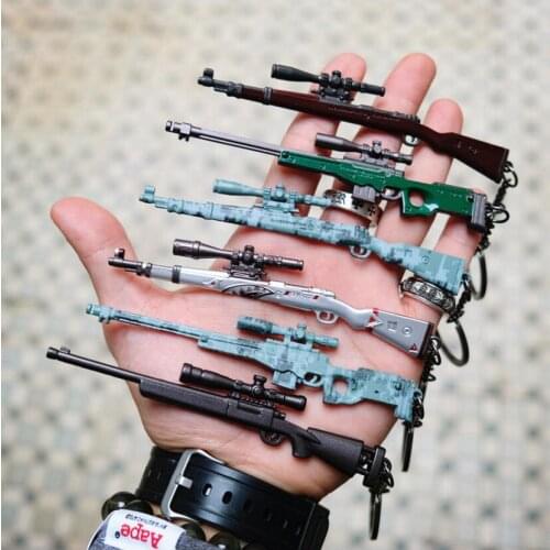 New Hot PUBG FPS Game Player Unknowns Battle Grounds 3D Keychain weapon eat chicken game tonight Mens car key chain keyring