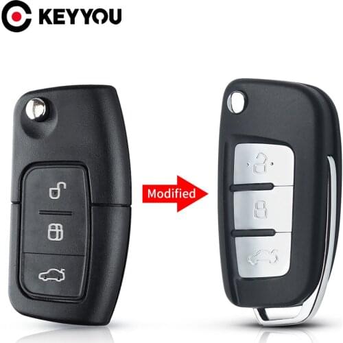 KEYYOU For Ford Focus Fiesta C Max Ka Fiesta C-Max S-Max Mondeo Galaxy 2005 2006 Flip Modified Car Remote Key Fob HU101 Blade
