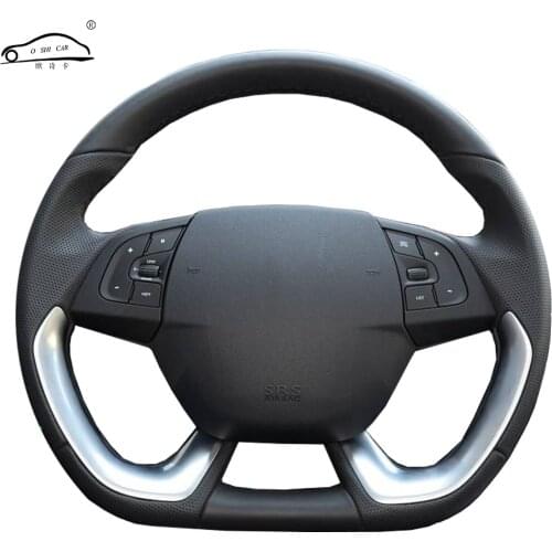 Genuine Leather car steering wheel Cover for Citroen DS5 DS 5 DS4S DS 4S/dedicated Steering-Wheel Handlebar Braid