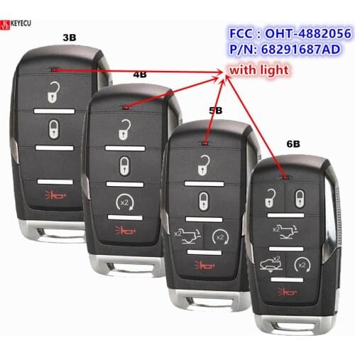 For Dodge Ram 1500 Pickup 2019 2020 Smart Key Car key 433MHz ASK PCF7953M OHT-4882056 P/N: 68291687AD