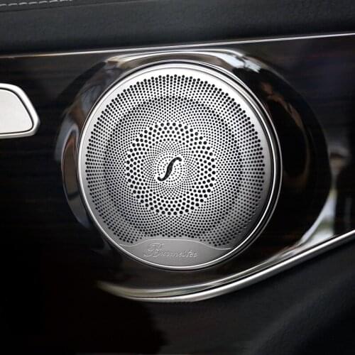 For Mercedes Benz New C Class W205 2015-2018 Car-styling stainless steel Car Door Audio Speaker Decorative Cover Trim 3D sticker