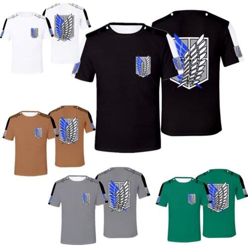 New Cool T-shirt Attack on Titan Caricature Anime Cosplay Men Short Sleeve Popular Pullover Round Neck Summer Top Street Fashion