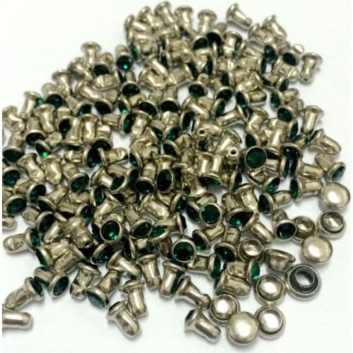 Hot Sell DIY100PCS 4mm CZ++ Hardware Dark Emerald Crystal Rivets Leather Craft Punk Studs Fit DIY Making Shipping Free