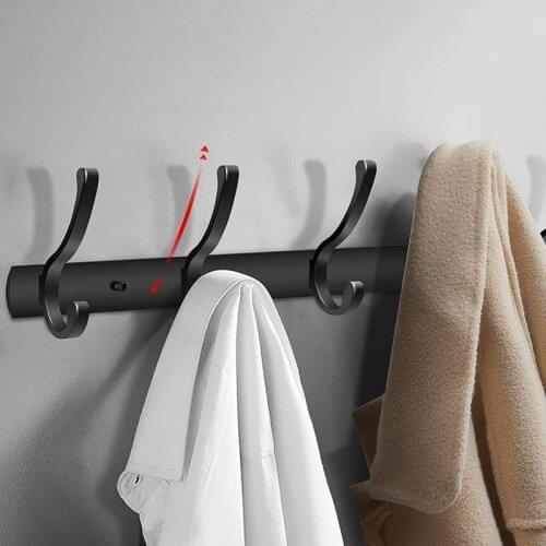 GTBL 2 Pc Coat Hooks Rack, Coat Hooks For Wall, Stable Coat Rack Aluminum Hook Rail Towel Hook For Kitchen Bathroom (Black)