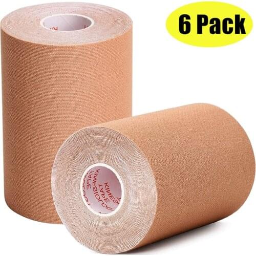 6-Pack 10cm x 5m Kinesiology Tape Waterproof Latex Free Athletic Tape for Pain Relief, Muscle & Joint Support, Injury Recovery