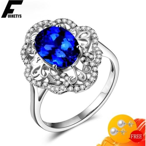 Classic Women Ring Silver 925 Jewelry Accessories Oval Shape Emerald Zircon Gemstone Open Finger Rings for Wedding Party Gift