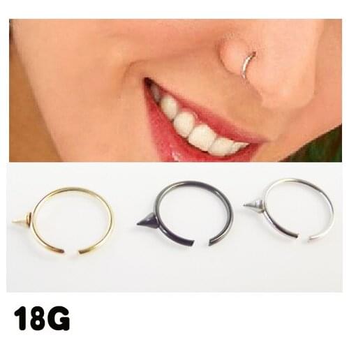 2pcs Medical Nostril Black Gold Silver Spike Nose Hoop Nose Rings clip on nose ring Body Piercing Piercing Jewelry For Women