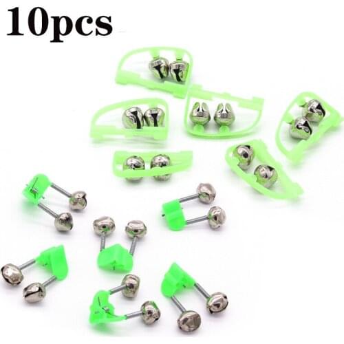 2020 Hot 10Pcs Rod Tip Clamp Fishing Pole Fish Bite Lure Alarm Alert Twin Bell Ring Clip Fishing Bell Fishing practical tools