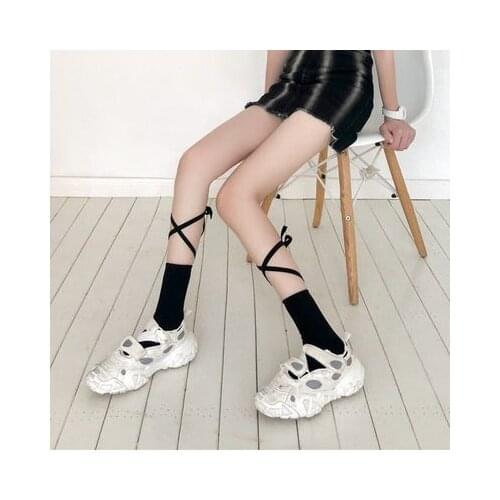 Lolita Girls Strap Socks Lace Up 2 Pair Pack Sweet Women DIY Cross-Tied JK Socks Gothic Harajuku Style Chic Street Footwear
