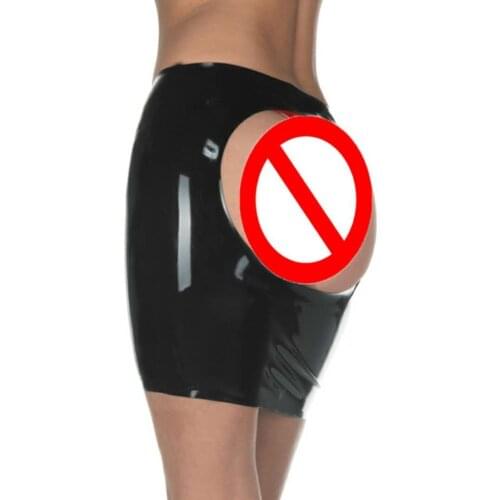 Hot New latex sexy mini party skirt red and black seamless without zipper with open one round hip only