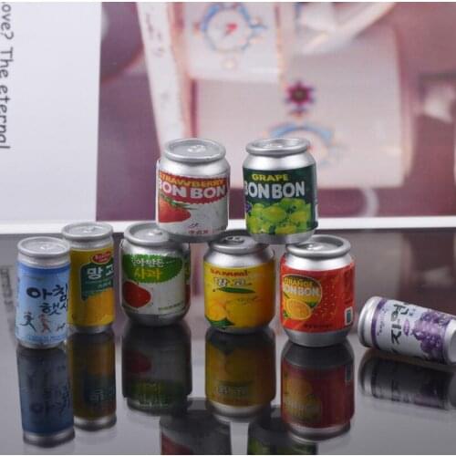 8pcs 1/12 Miniature Food Mini Drink Beverage can Paly Pretend Doll food for blyth, Barbies, 1/6 bjd dollhouse Kitchen Toys