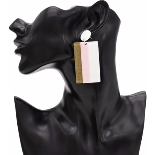 Fashion Bohemian Geometric Shape Acrylic Earrings for Women Long Dangle Earring Wedding Party Fashion Jewelry Birthday Gift