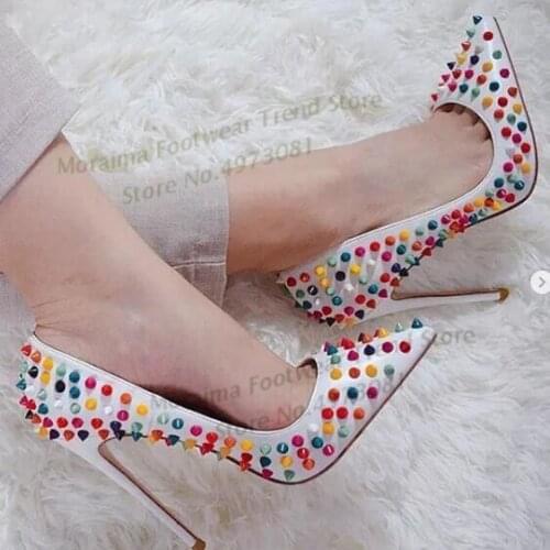 Moraima Snc Mixed Colors High Heel Shoes Sexy Pointed Toe 12/10CM Thin Heels Woman Pumps Office Lady Stiletto heels
