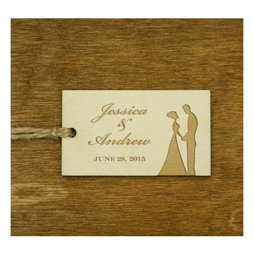 Custom engraved couple Wooden wedding thank you gift favor hang tags engagement bridal shower party favors invitation labels