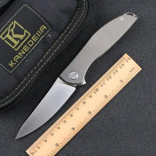 Kanedeiia custom neon zero flipper folding knife titanium alloy handle D2 blade trekking camping hunting fruit knives EDC tools