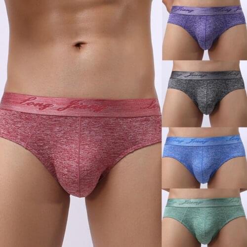 Underwear Men Boxer Mens Panties Boxers Longjiang Men Underwear Underpants Solid Color U Convex Underpants Thin Mid Rise Briefs