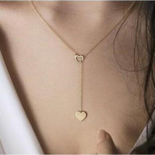 New personality peach heart necklace love pendant necklace womens fashion Y-shaped clavicle chain