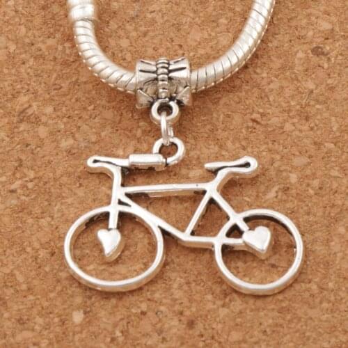 Open Heart Bike Bicycle Big Hole Beads 30.7x33mm 16pcs Zinc Alloy Dangle Fit European Charm Bracelets B264