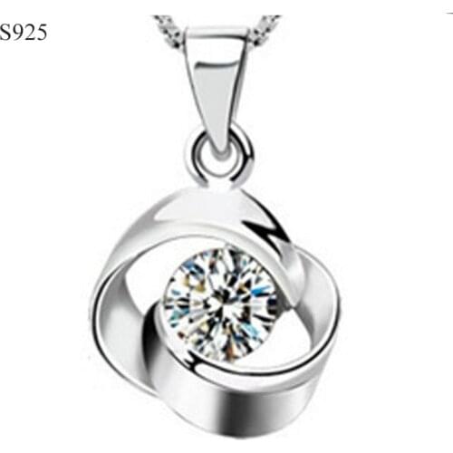Genuine Real Pure Solid 925 Sterling Silver Pendants for Women Fine Jewelry Six Jaw Cubic Zircon Female Pendant Gift No Necklace