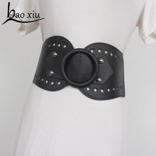New Fashion Lady Elegant Punk Wide Belt High Quality Luxury Leather Elastic Waist Belts Lace Ribbon Dress Straps Corset Belt