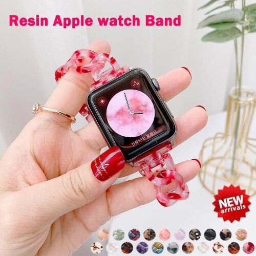 Women Ladies Resin Watch Strap for Apple Watch band 6 se 5 44mm 40mm chain for iwatch Series 6 SE 5 band 42mm 38mm Loop Bracelet