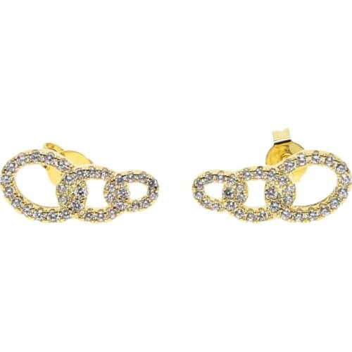 2019 valentines Gifts for lover gold color stud Earrings 3pc Linked Round Circle Earrings delicate sparkling elegant cz earring