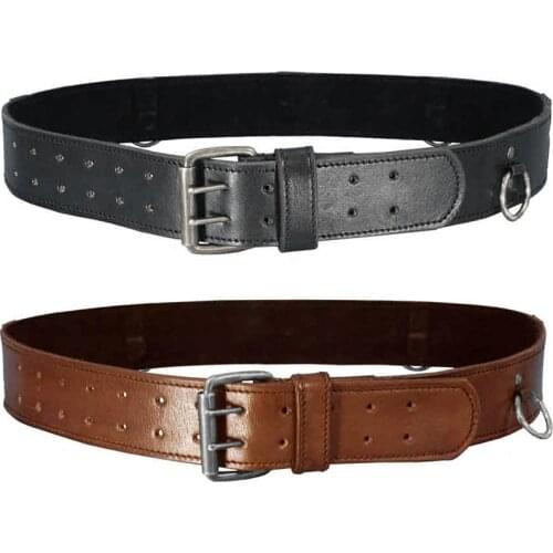 Medieval Adventurer Wide Belt Steampunk Antique Waistband Double Pin Buckle With Hang Ring Viking Outfit Sash For Men Women Larp