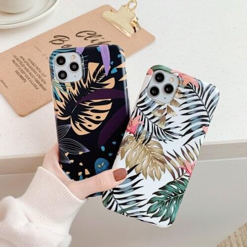 Banana leaves IMD silicone soft case For iphone 12 Mini 11 pro max SE2020 X XS MAX XR 6S 7 8 plus Shockproof phone case capa