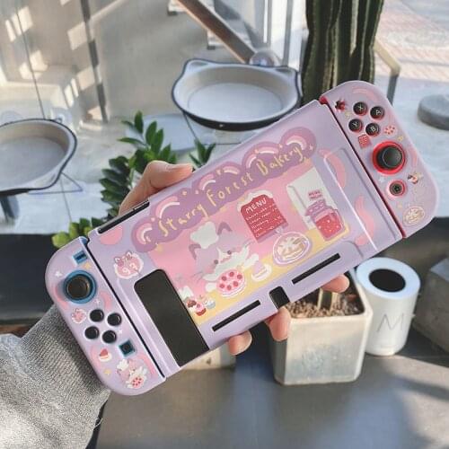STARRY FOREST Cat Bakery cute purple soft protective case shell for nintendo switch for girls