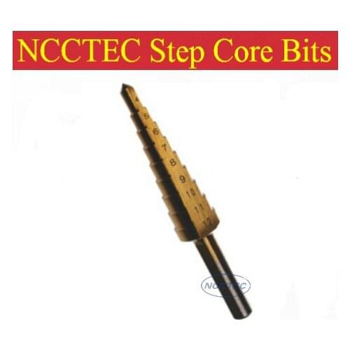 Step drill bits with titanium nitride coating FREE SHIPPING |high speed steel 6542/M2 Pagoda Drill Ladder Drill for holes 4-12mm