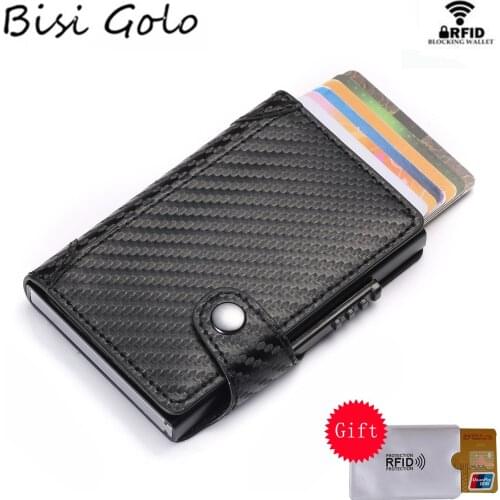 BISI GORO Slim Card Holder Carbon Fiber PU Leather Card Wallet RFID Blocking Men and Women Card Holder for Travel Wholesale