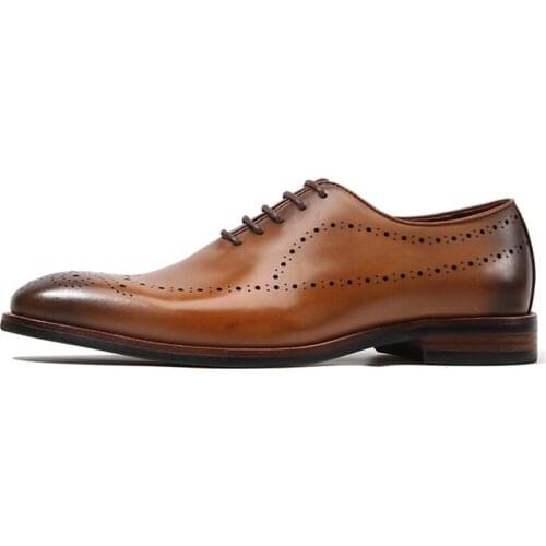 Men Real Genuine Leather Dress Shoes Luxury Trainers Formal Wedding Lace Up Oxford Italian Handmade Brogues Shoes