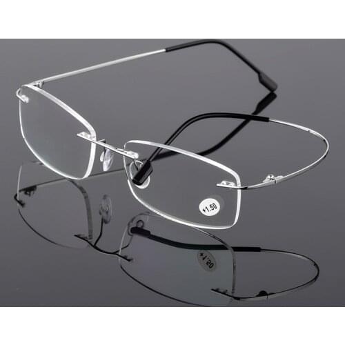 Ultralight Rimless Men Reading Glasses Foldable Anti Blue Ray Magnifier Women Presbyopic Flexible Glasses +100 +150 ~ +400