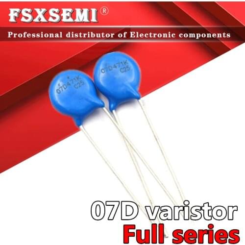 50pcs 07D varistor 07D101K 07D121K 07D151K 07D180K 07D201K 07D220K 07D221K 07D241K 07D270K 07D271K 07D330K 07D331K 07D361K