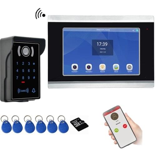 7"Wired 1080P Wifi Smart Video Intercom With Multi-languages RFID Password Home Doorbell Systerm
